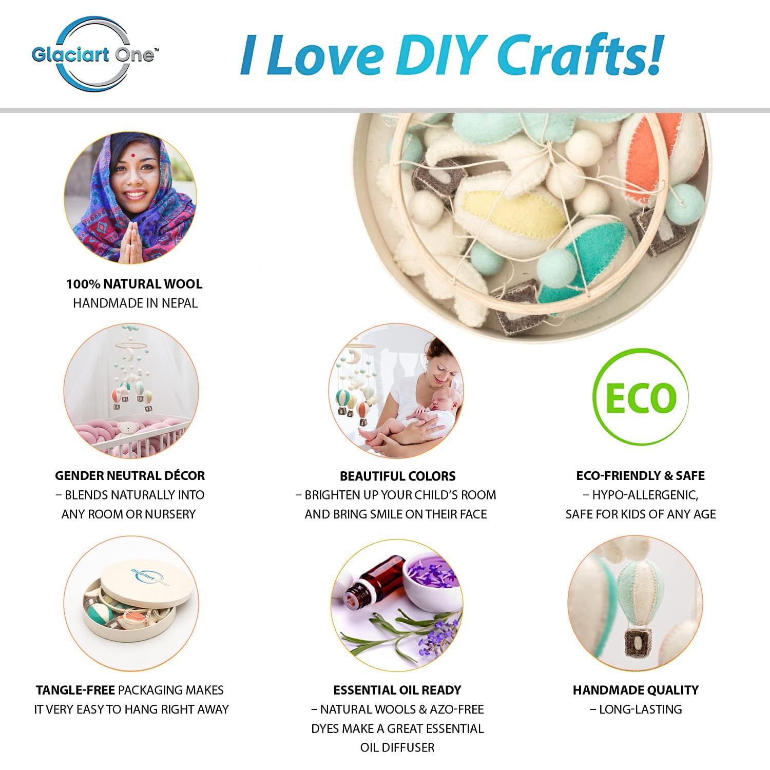 Móvil de Cuna Glaciart One Globos de Aire Caliente 27x7cm