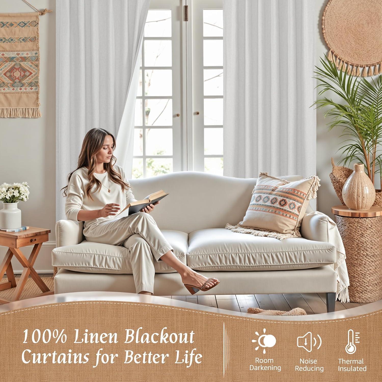 Cortinas Opacas de Lino LAMIT 86.36x101.6 cm Gris Claro - 2 Paneles