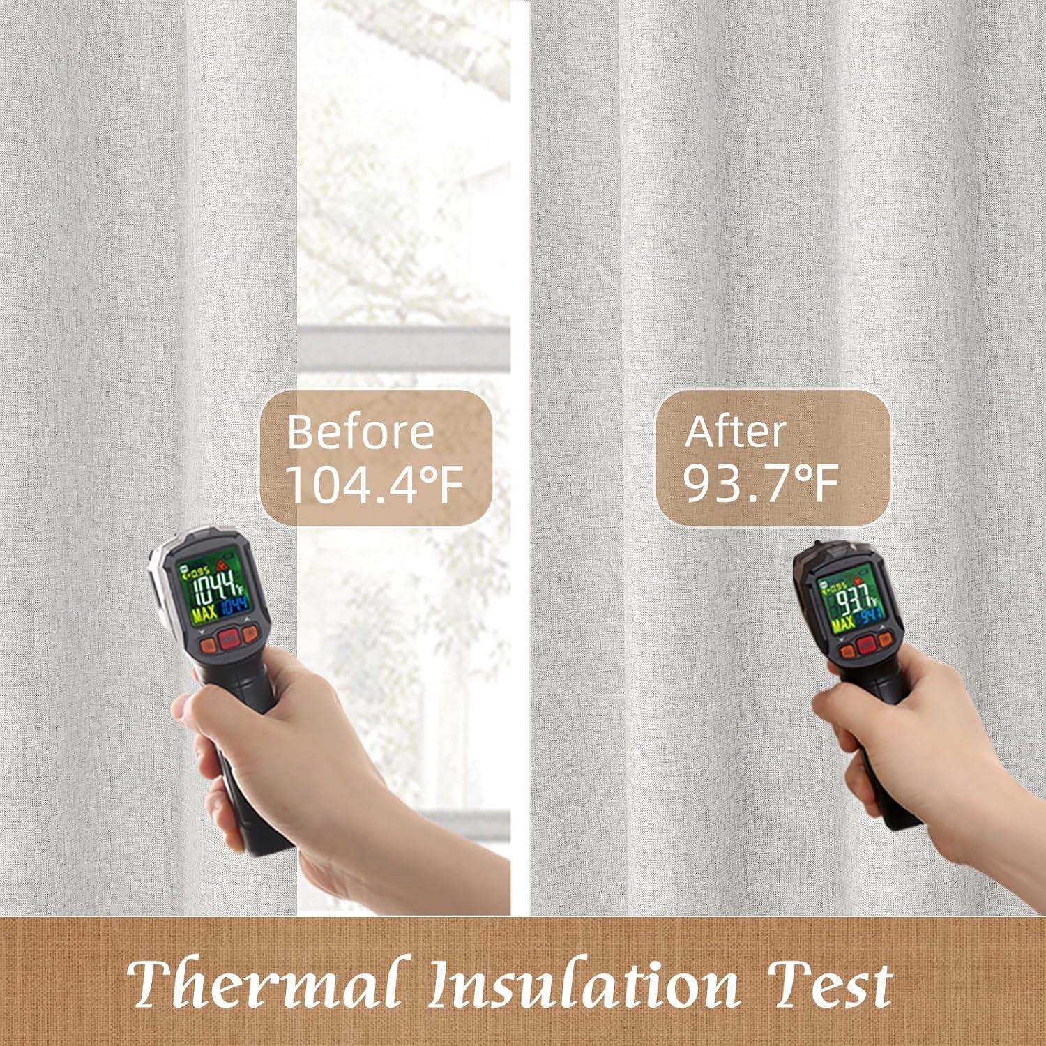 Cortinas Opacas de Lino LAMIT 86.36x101.6 cm Gris Claro - 2 Paneles