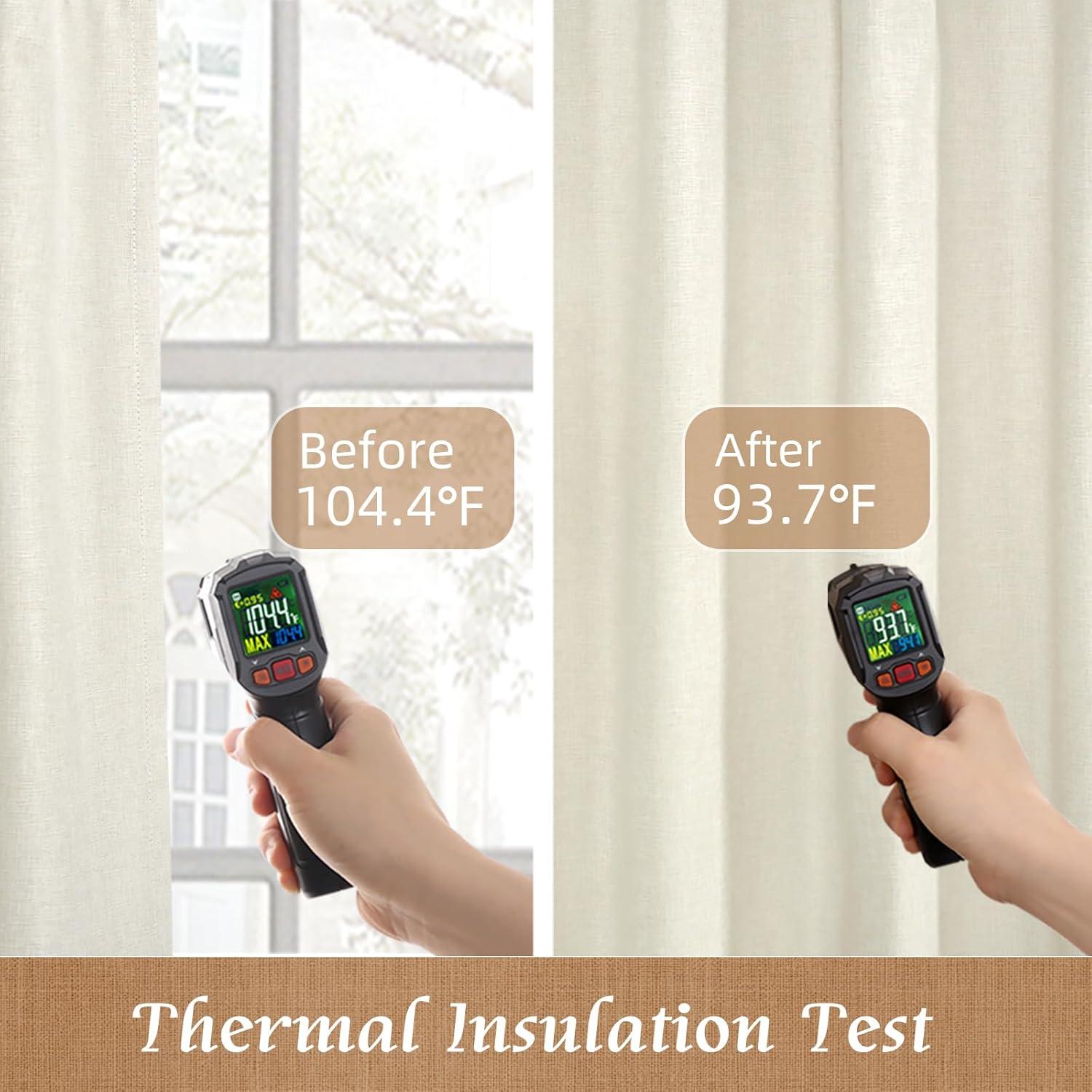 Cortinas blackout LAMIT de lino natural 100%, 52x63 cm, 2 paneles