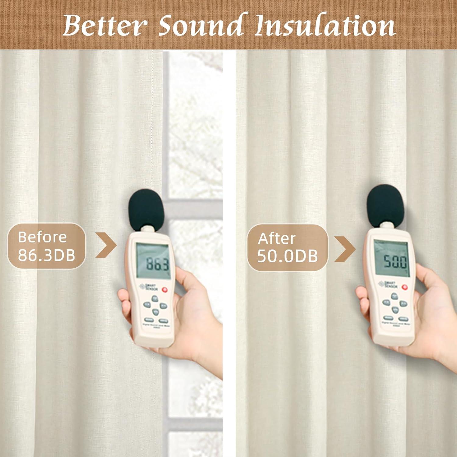 Cortinas blackout LAMIT de lino natural 100%, 52x63 cm, 2 paneles