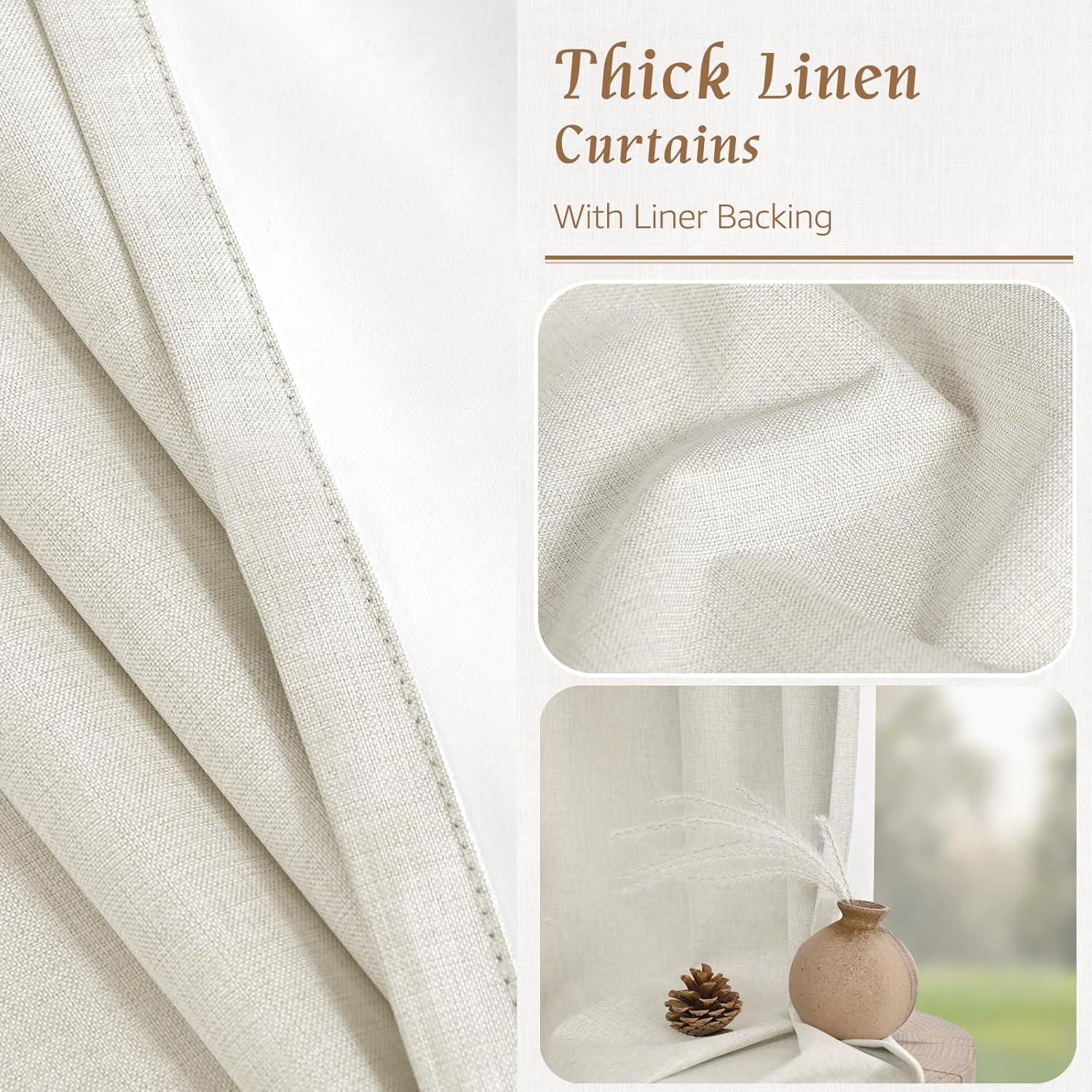 Cortinas blackout LAMIT de lino natural 100%, 52x63 cm, 2 paneles