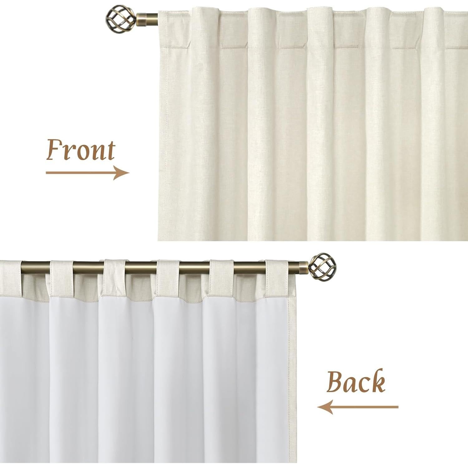 Cortinas blackout LAMIT de lino natural 100%, 52x63 cm, 2 paneles