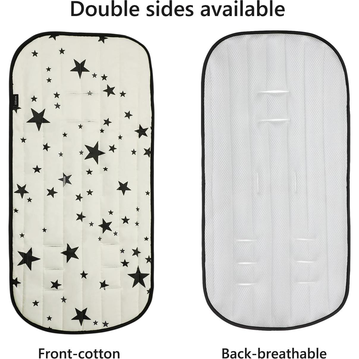 Almohadilla de Asiento Universal para Cochecito de Bebé Algodón Estrellas Beige