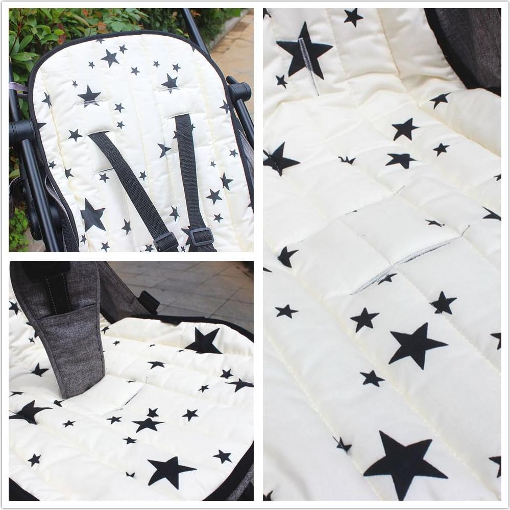 Almohadilla de Asiento Universal para Cochecito de Bebé Algodón Estrellas Beige