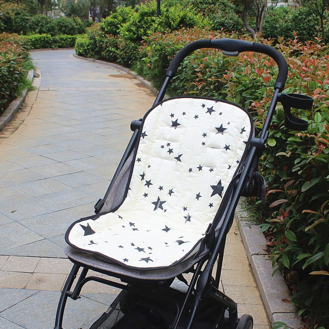 Almohadilla de Asiento Universal para Cochecito de Bebé Algodón Estrellas Beige