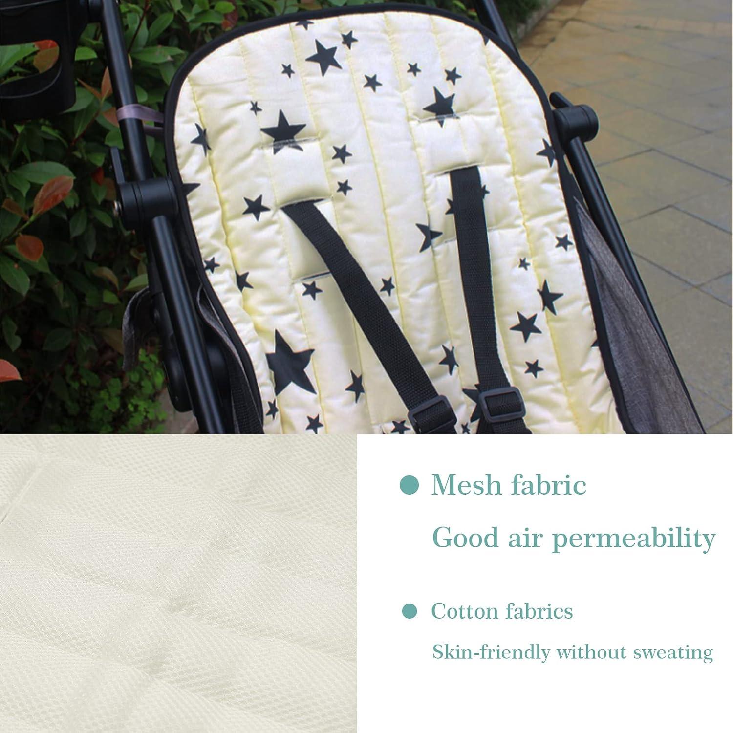 Almohadilla de Asiento Universal para Cochecito de Bebé Algodón Estrellas Beige