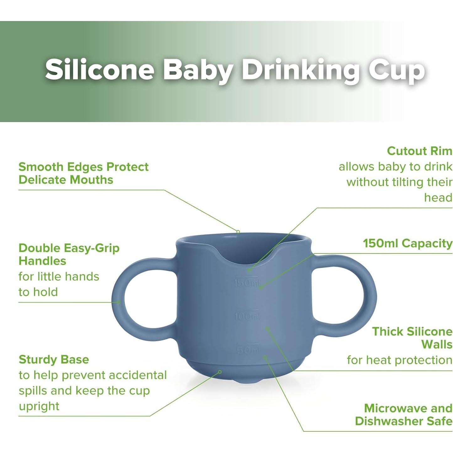 Taza de Silicona para Bebés Haakaa 150ml Azul Sin BPA