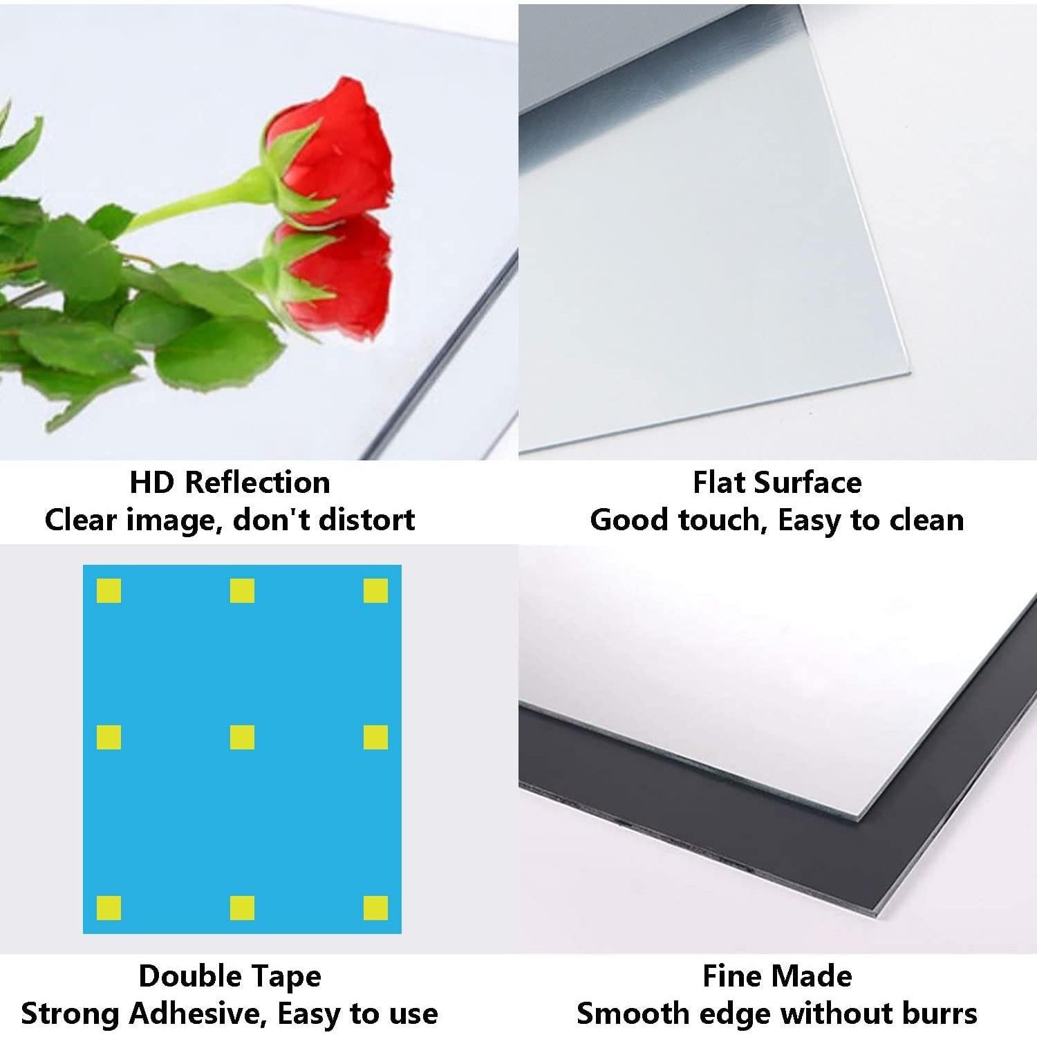 4 Piezas de Espejo Acrílico Autoadhesivo QEEYON 20x30cm