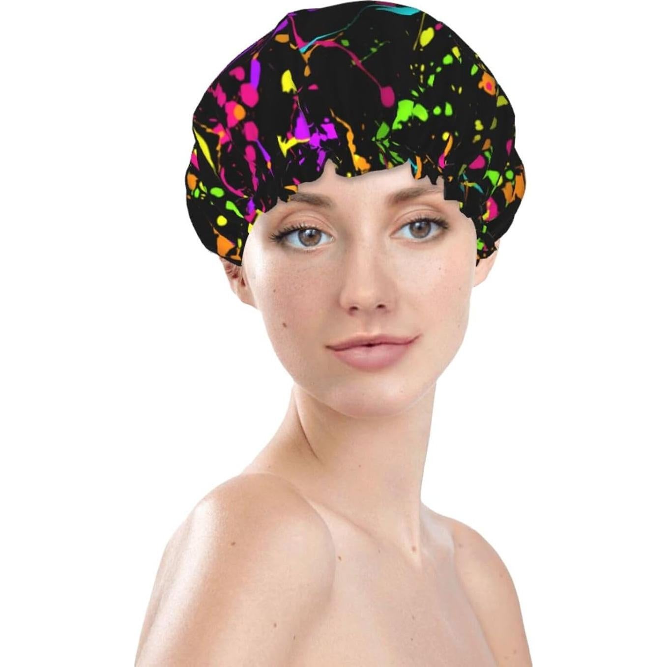 Gorro de Ducha Neón Impermeable Reutilizable Doble Capa 26.9 cm