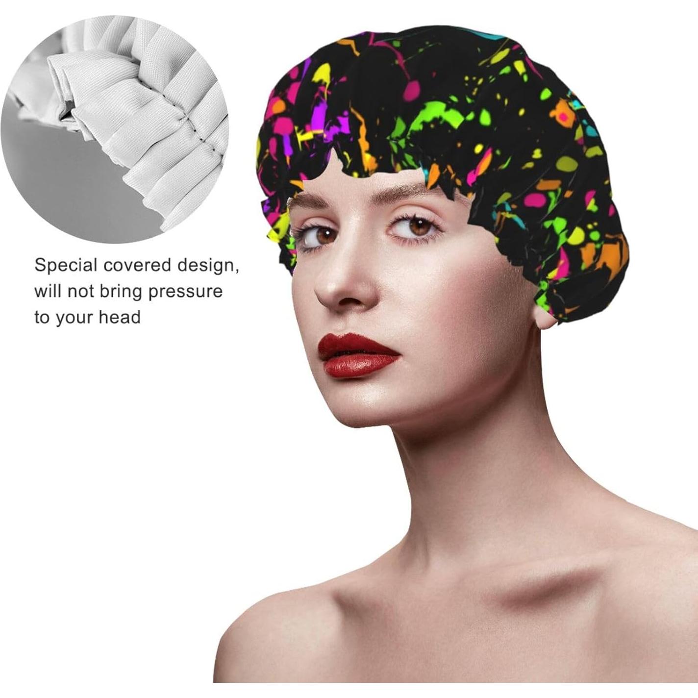 Gorro de Ducha Neón Impermeable Reutilizable Doble Capa 26.9 cm