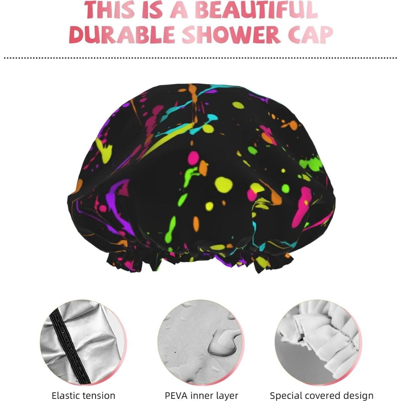 Gorro de Ducha Neón Impermeable Reutilizable Doble Capa 26.9 cm