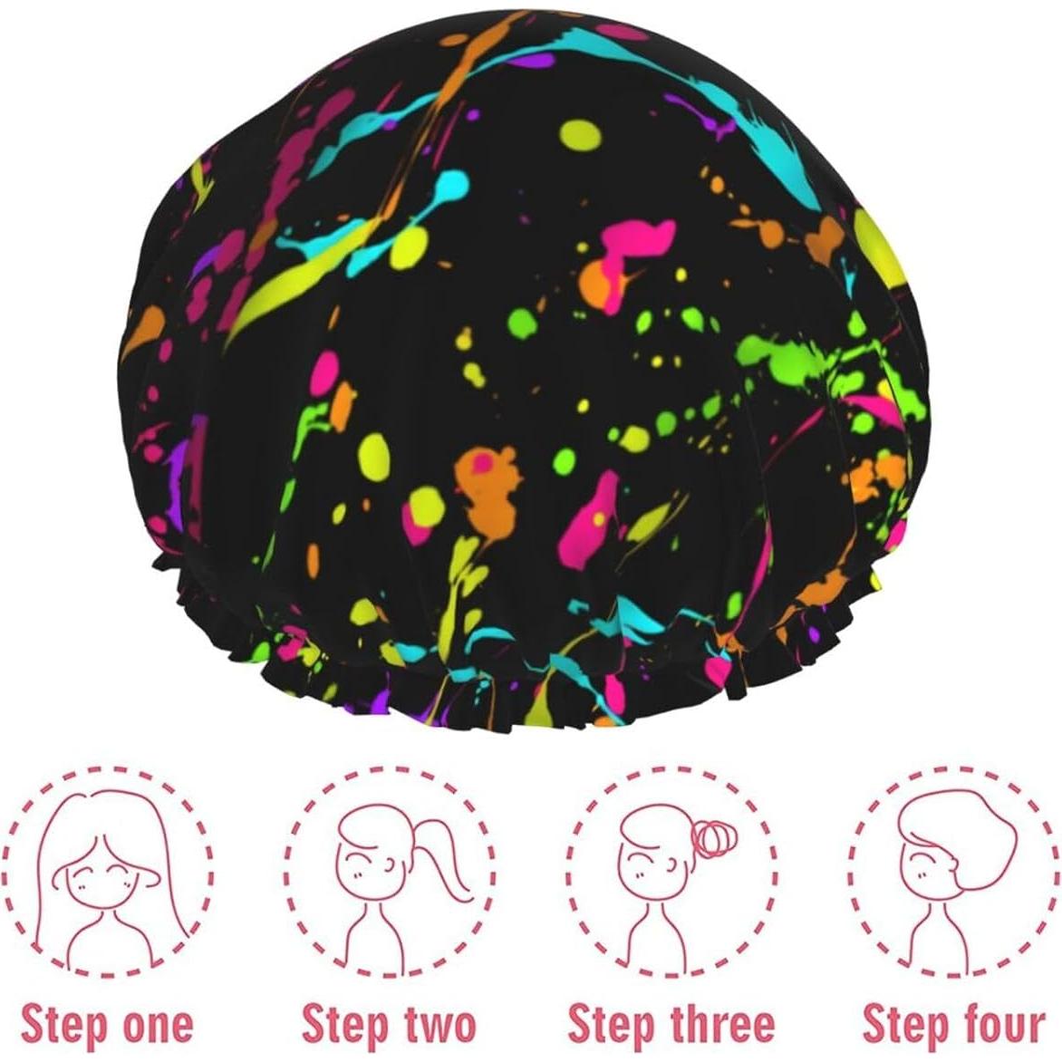 Gorro de Ducha Neón Impermeable Reutilizable Doble Capa 26.9 cm