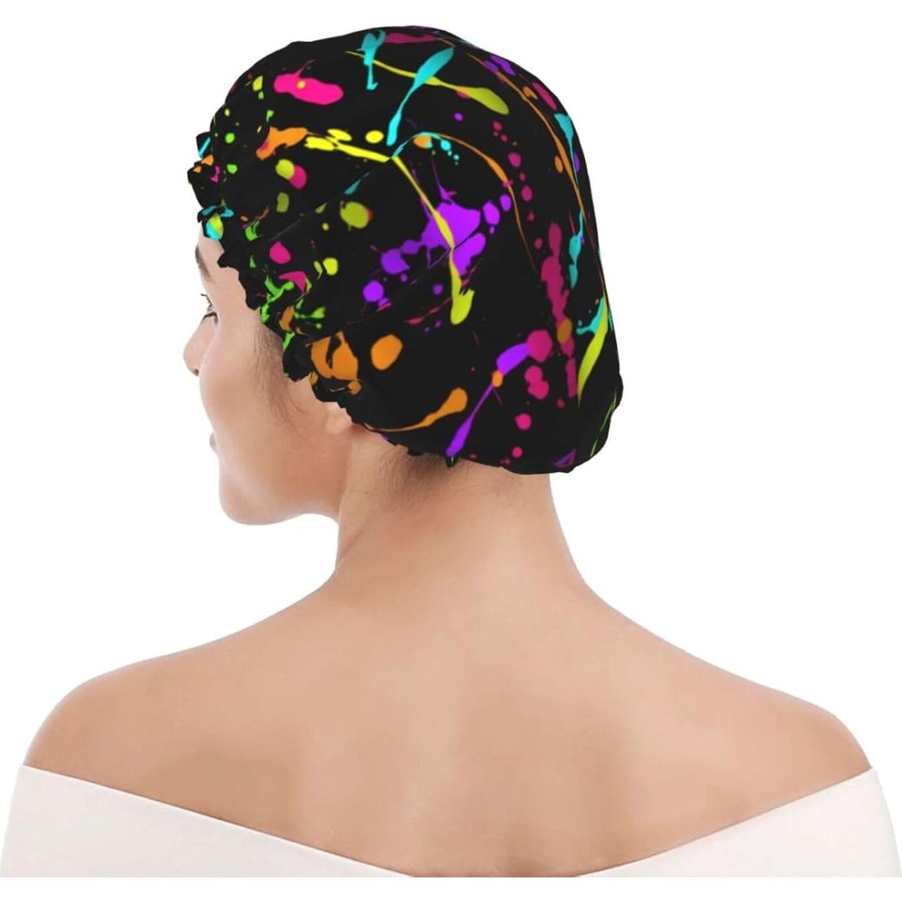 Gorro de Ducha Neón Impermeable Reutilizable Doble Capa 26.9 cm