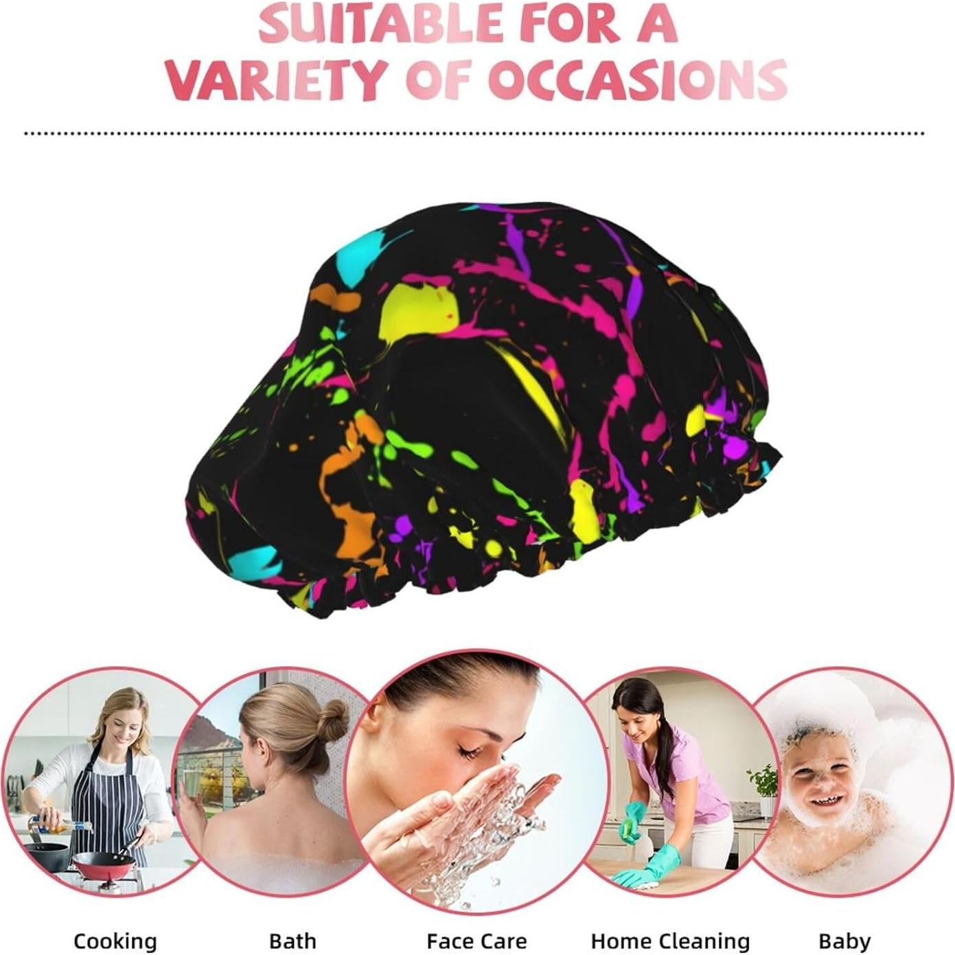 Gorro de Ducha Neón Impermeable Reutilizable Doble Capa 26.9 cm