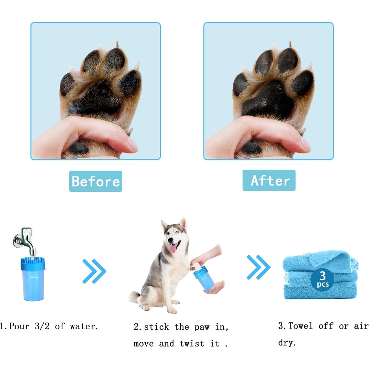 Limpiador de Patas para Perros Grandes Kabetig - Incluye 3 Toallas