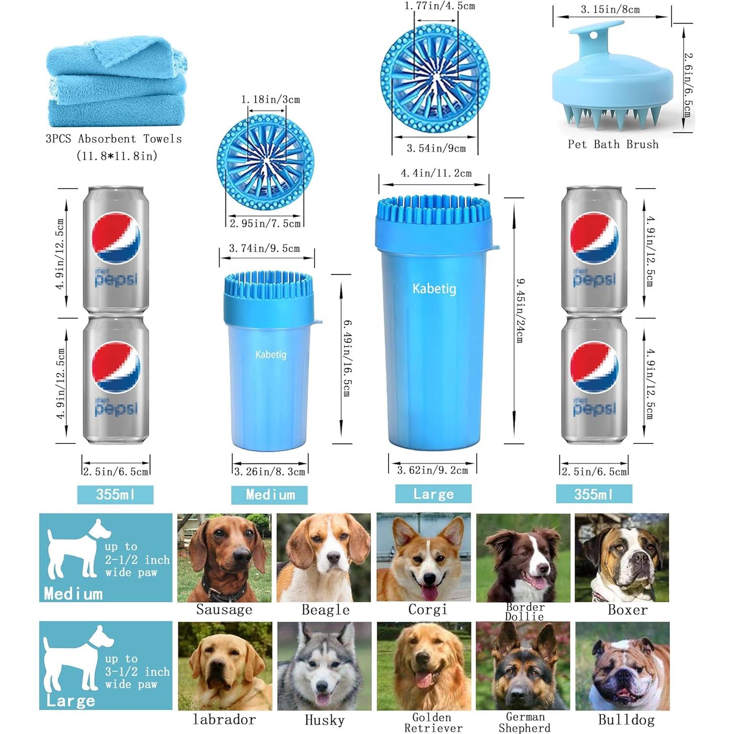 Limpiador de Patas para Perros Grandes Kabetig - Incluye 3 Toallas