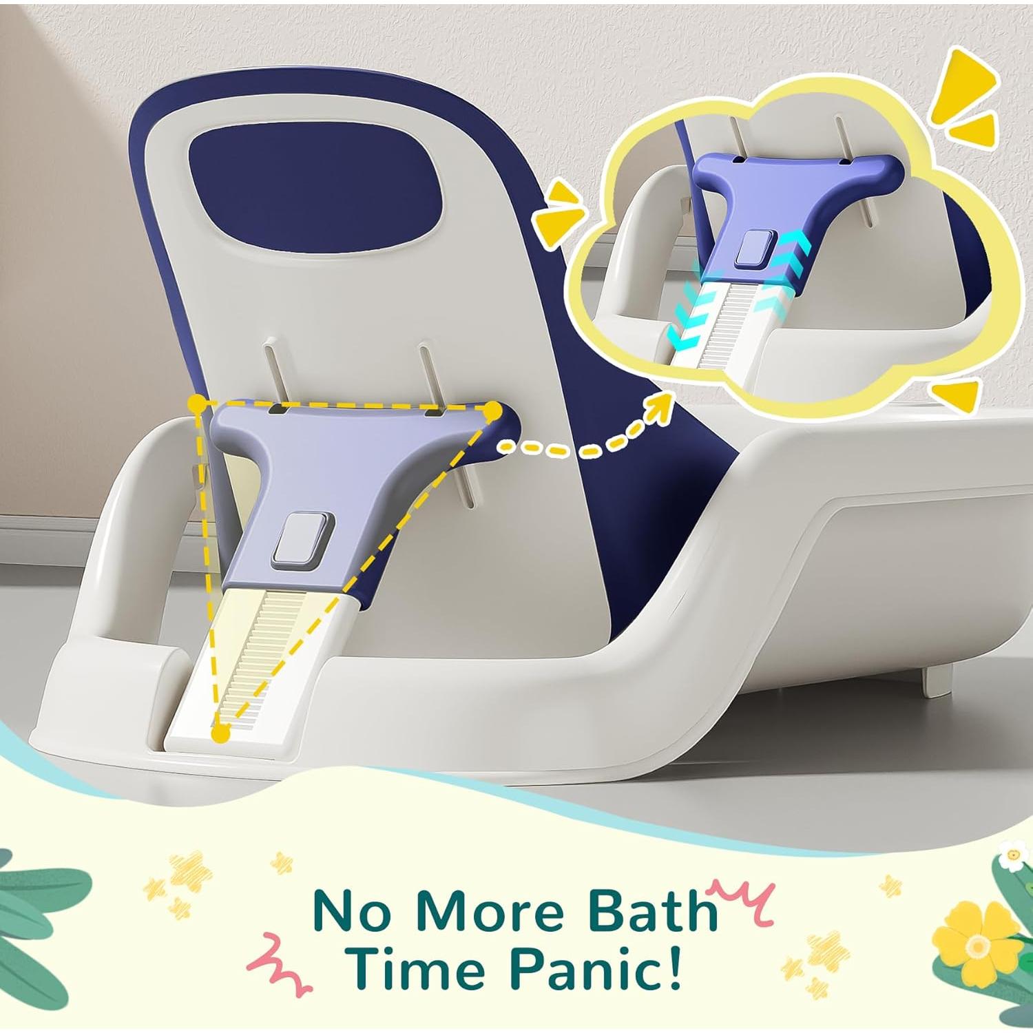 Bañera para Bebés 5 en 1 Azul con Termómetro y Reclinación