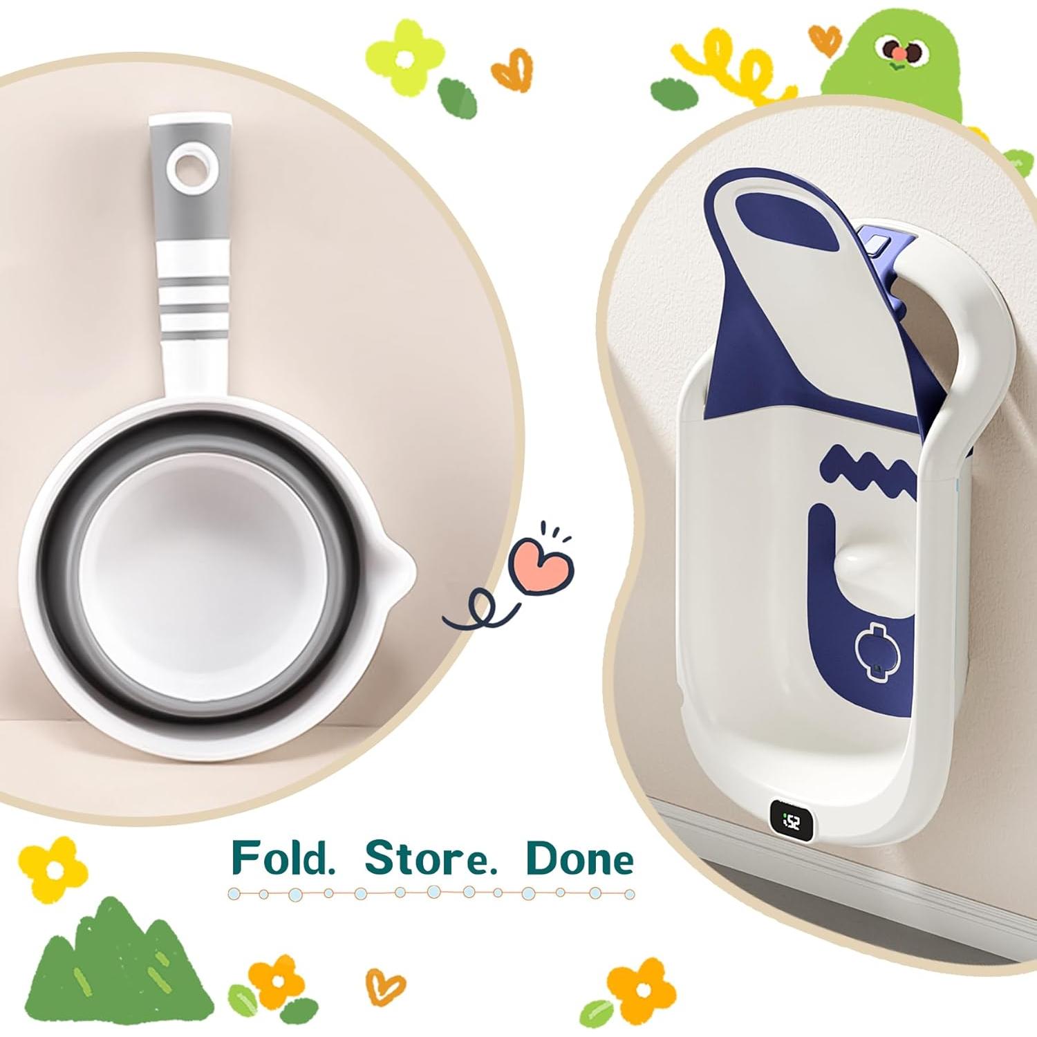 Bañera para Bebés 5 en 1 Azul con Termómetro y Reclinación