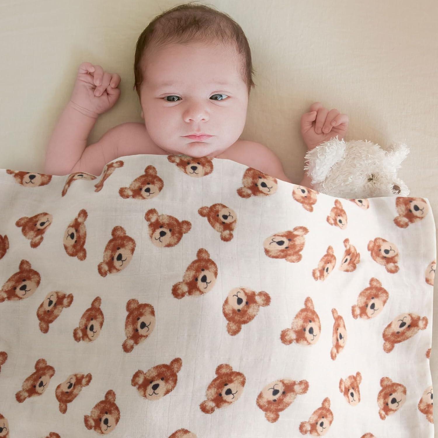 Manta de Muselina LifeTree Cabeza de Oso 120x120 cm