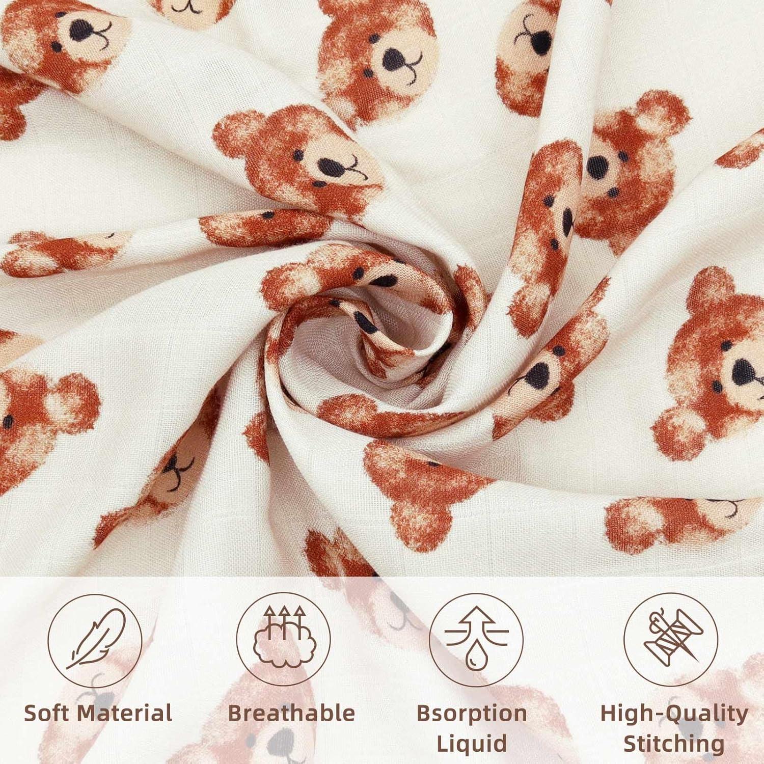 Manta de Muselina LifeTree Cabeza de Oso 120x120 cm