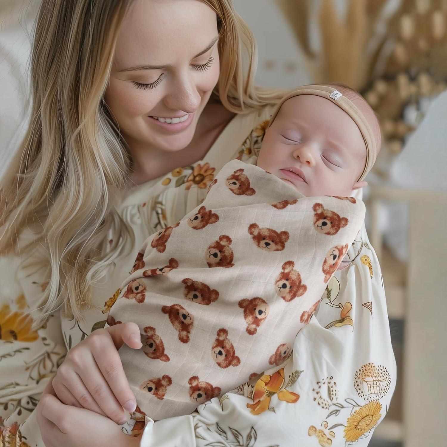 Manta de Muselina LifeTree Cabeza de Oso 120x120 cm