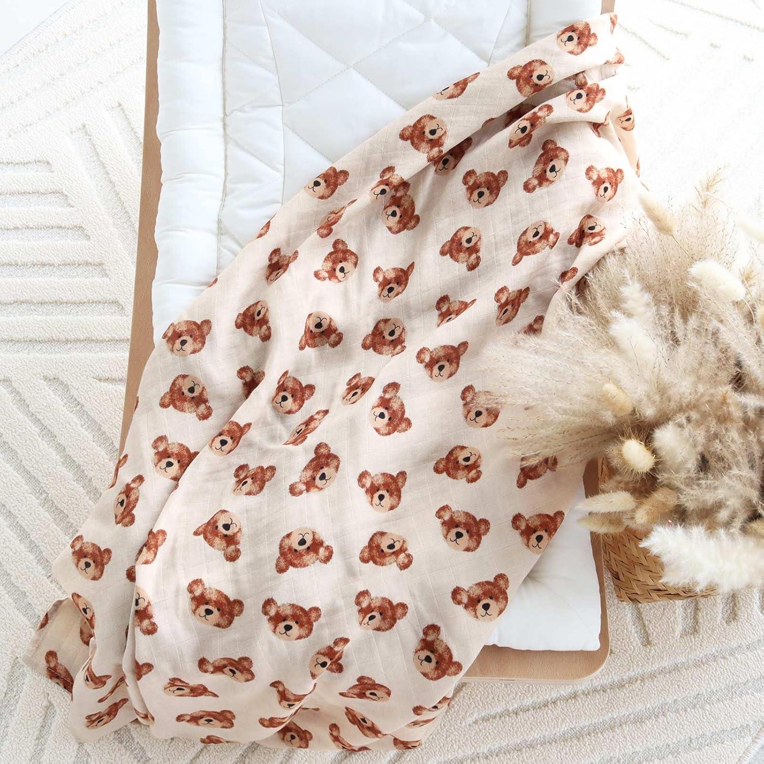 Manta de Muselina LifeTree Cabeza de Oso 120x120 cm