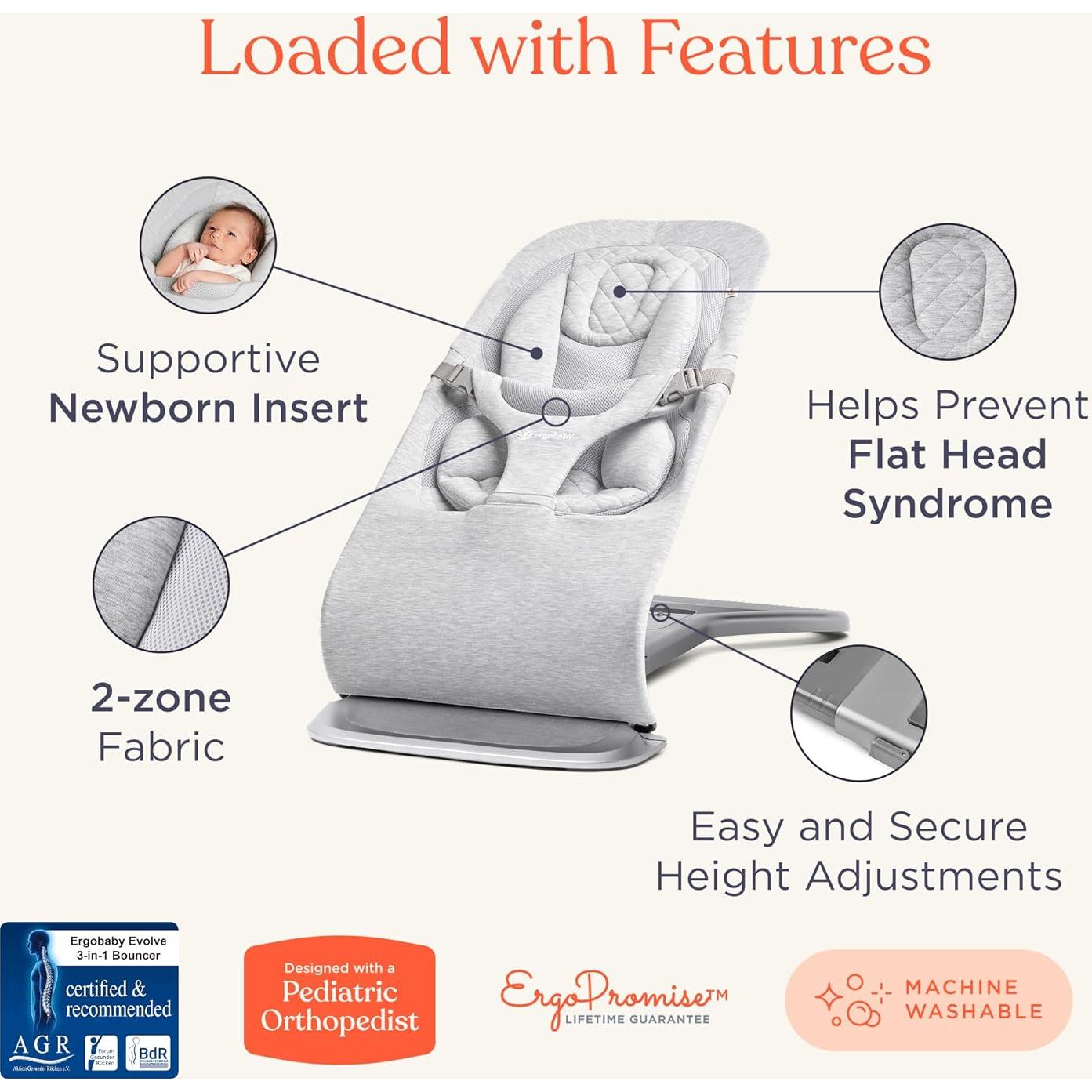 Ergobaby Evolve 3-en-1 Asiento de Balanceo Camel - Ajustable