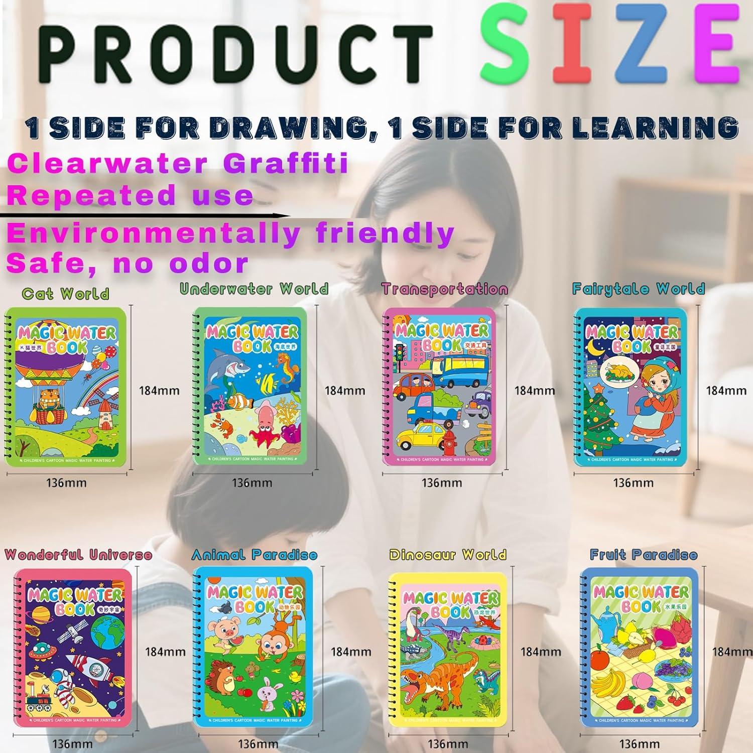 Libro Mágico de Agua NYXTOB 8 Temas para Niños 1-3 Años