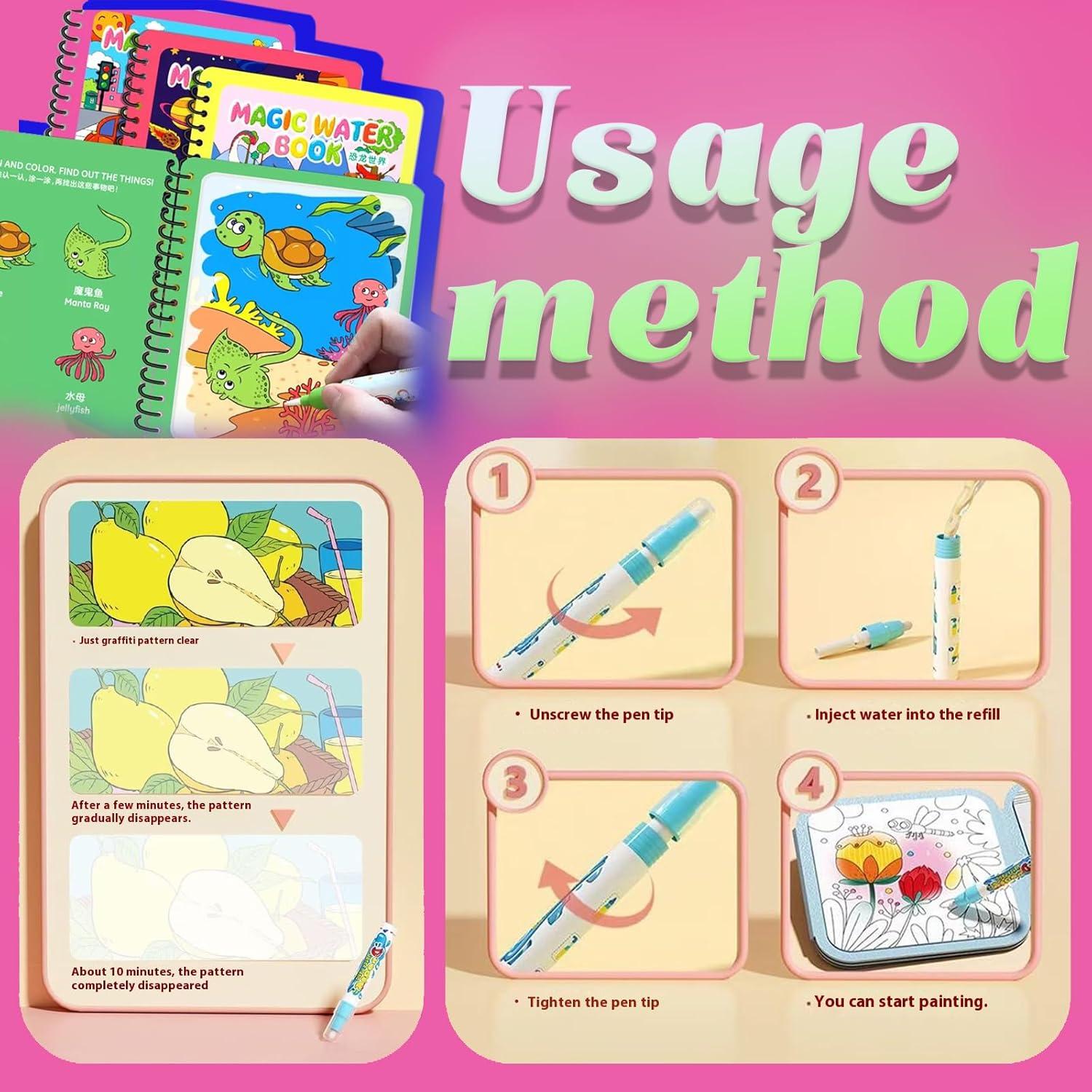 Libro Mágico de Agua NYXTOB 8 Temas para Niños 1-3 Años