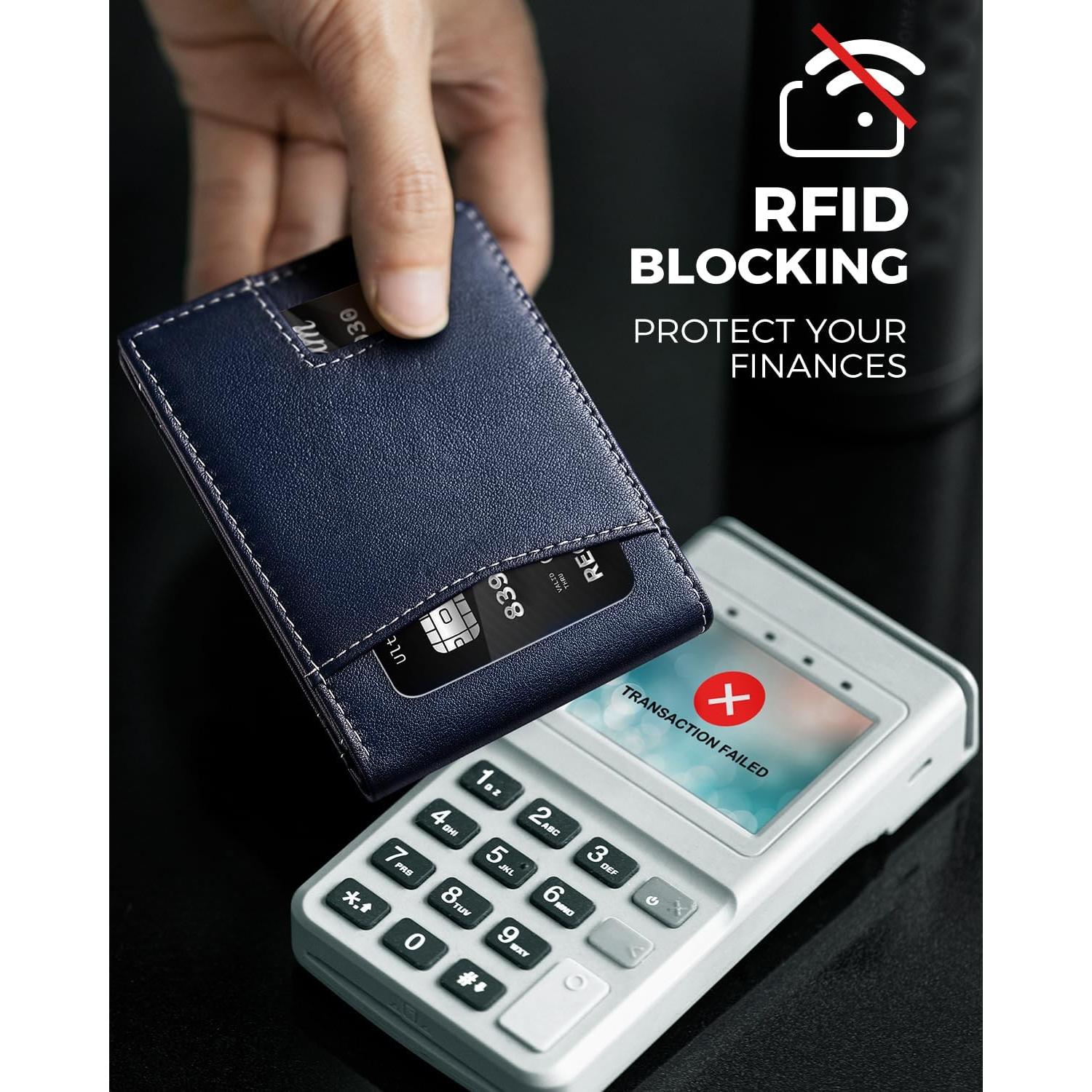 Billetera de cuero LORZOR bifold con soporte AirTag y RFID