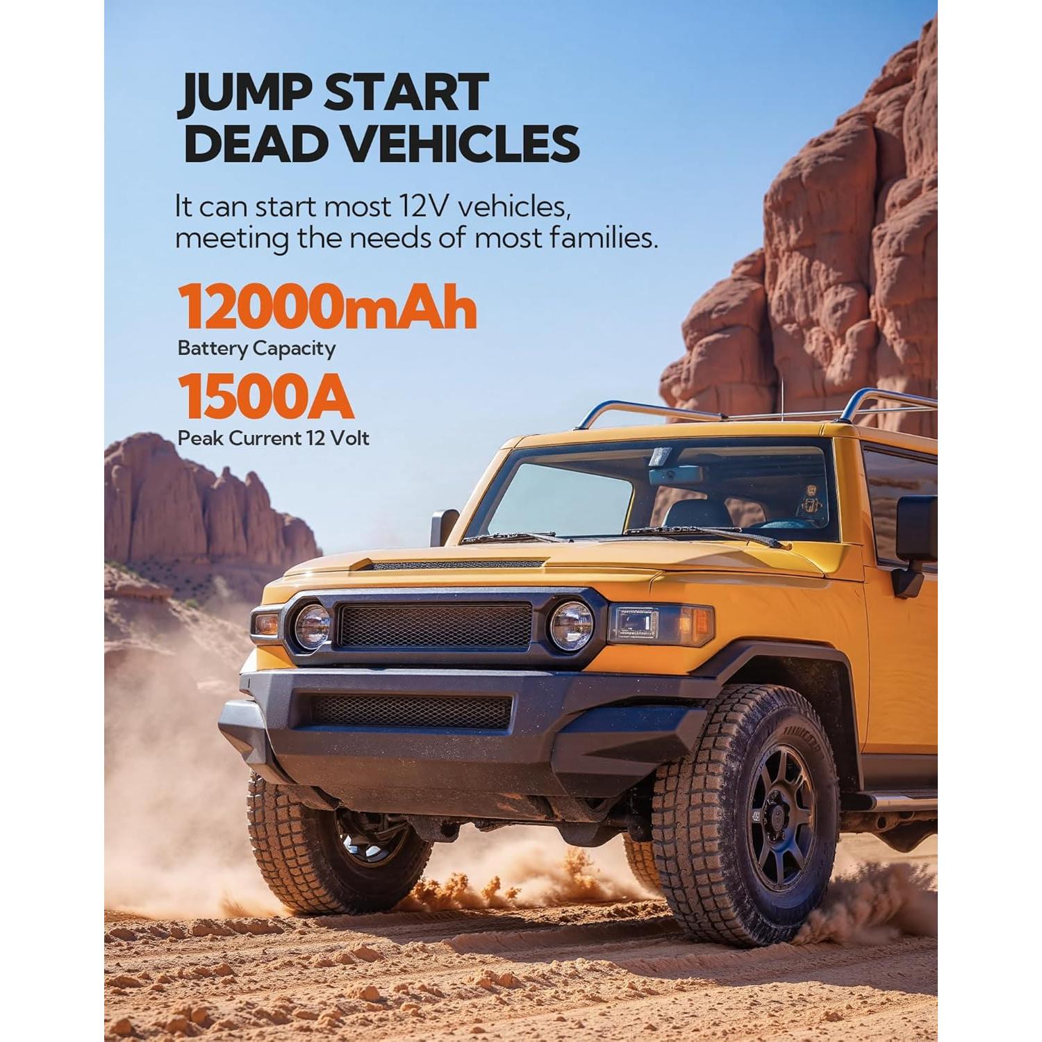 Arrancador de Batería de Coche EBOSSOM JS6 12000mAh 1500A