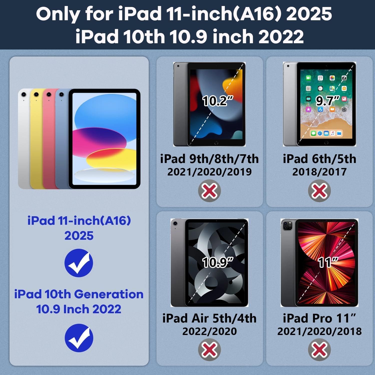 Funda para iPad A16 11" 2025 y 10.9" 2022 Soporte Lápiz