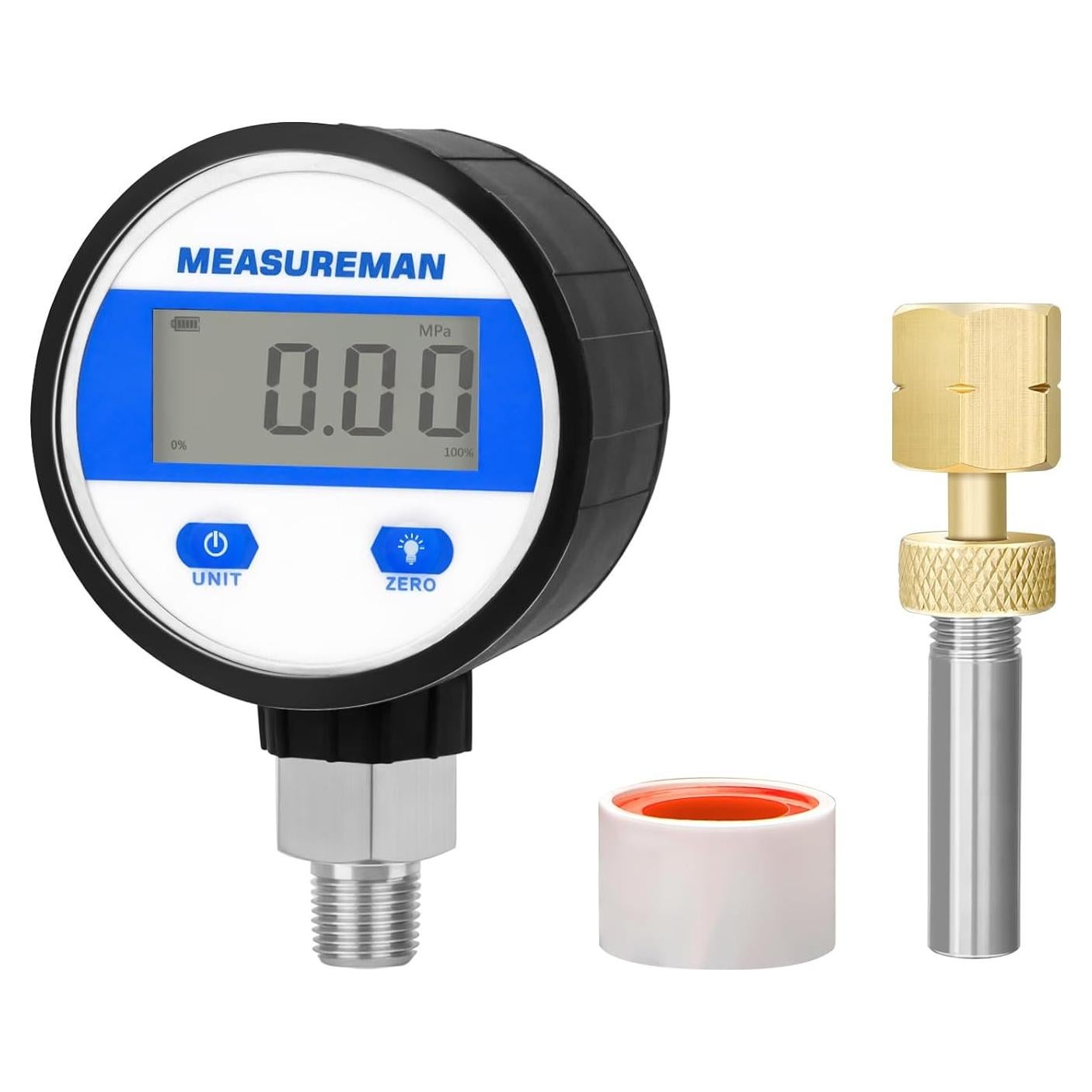 Medidor de Presión Digital Measureman 0-100psi con Adaptador