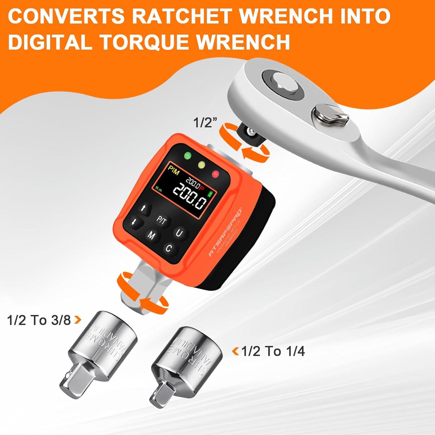 Adaptador de Par Digital ATsafepro 1/2" 10-200 Nm