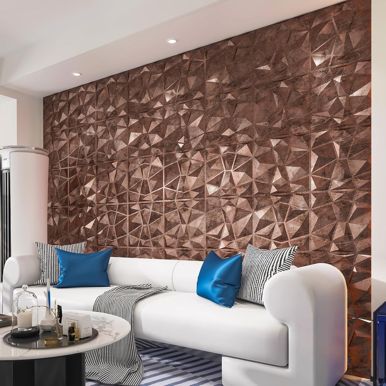 Paneles de Pared 3D Art3d Cobre Antiguo 33 Unidades 300x300mm