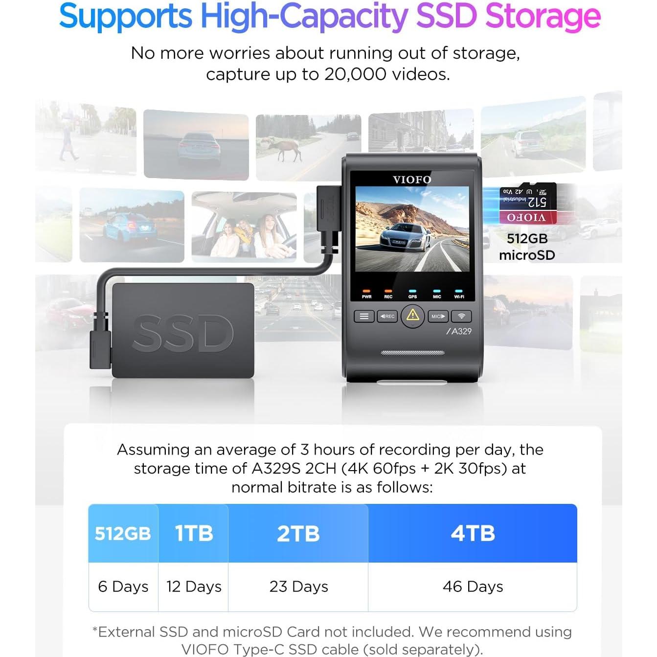 Cámara de Salpicadero VIOFO A329S 4K 60FPS Doble 2CH