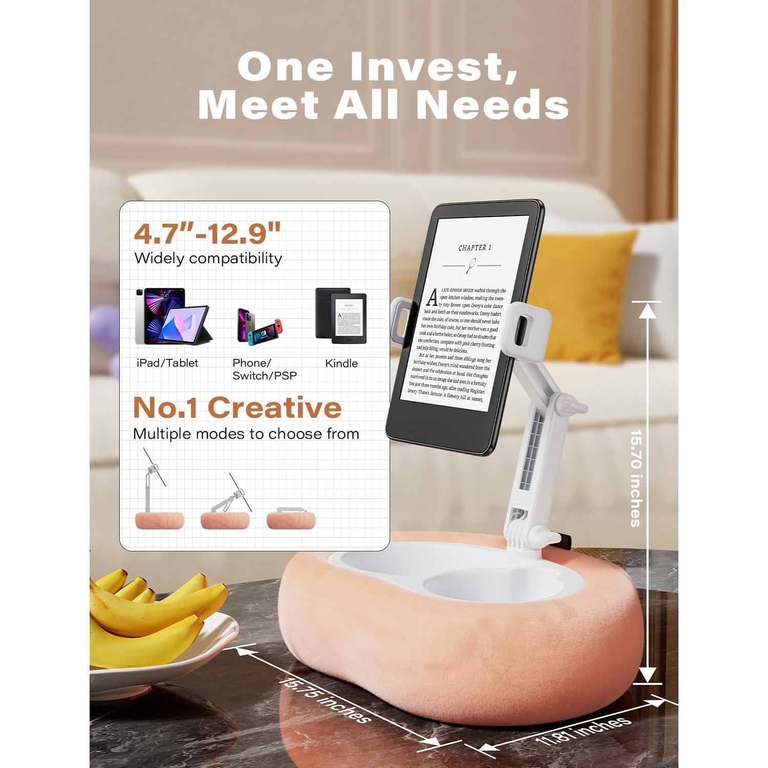 Soporte de almohada TAZENI para tablet y Kindle rosa