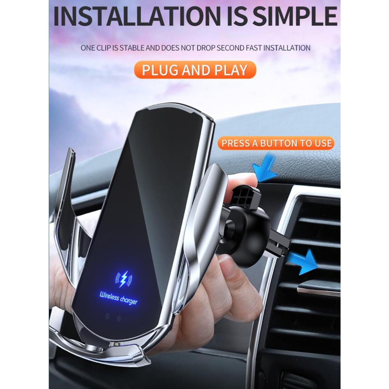 Cargador Inalámbrico para Auto SIHENMY 15W con Sujeción Automática