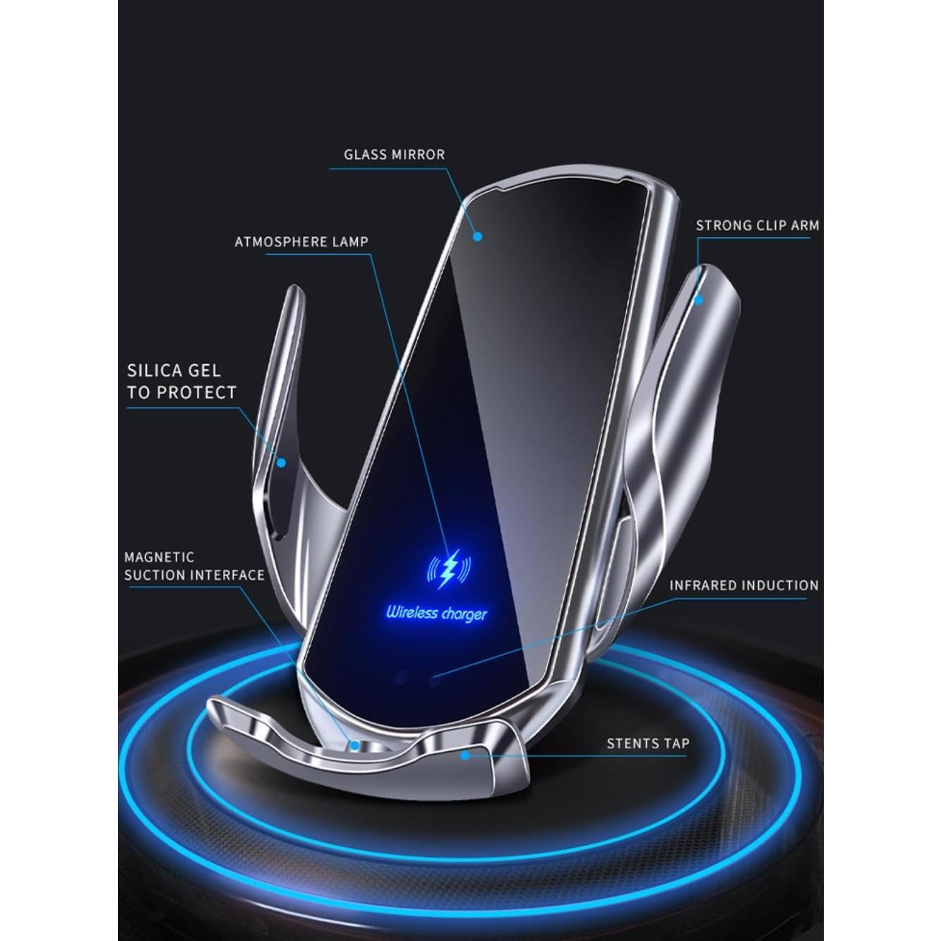 Cargador Inalámbrico para Auto SIHENMY 15W con Sujeción Automática