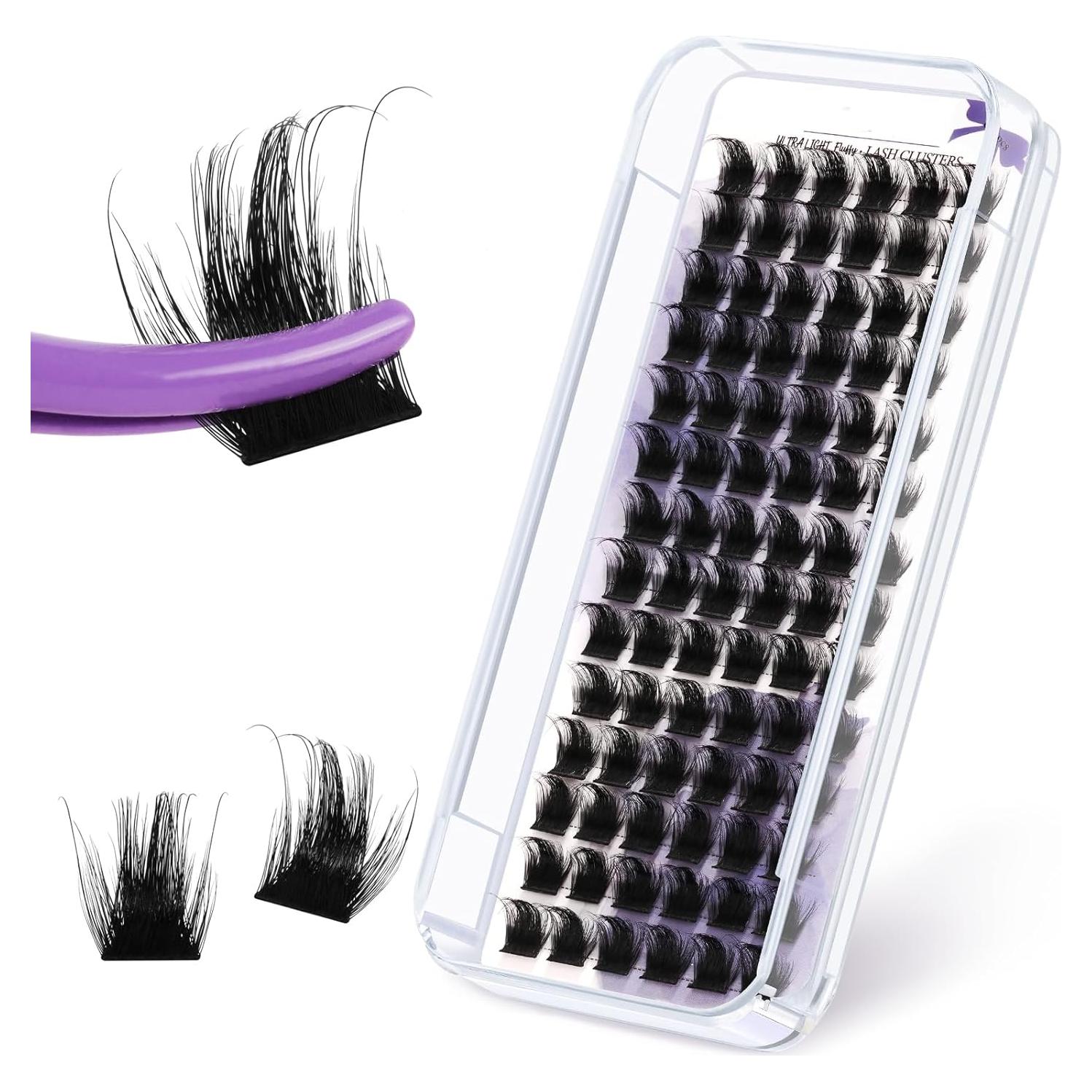 B&Qaugen Lash Clusters Individual Lashes 84 Pcs Ultralight Eyelash Clusters DIY Cluster Eyelash Extensions at Home Wispy Lash Extension Light as Feather Cluster Lashes(F05-D-8-18MIX)
