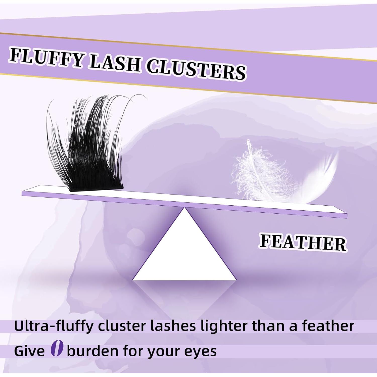 B&Qaugen Lash Clusters Individual Lashes 84 Pcs Ultralight Eyelash Clusters DIY Cluster Eyelash Extensions at Home Wispy Lash Extension Light as Feather Cluster Lashes(F05-D-8-18MIX)
