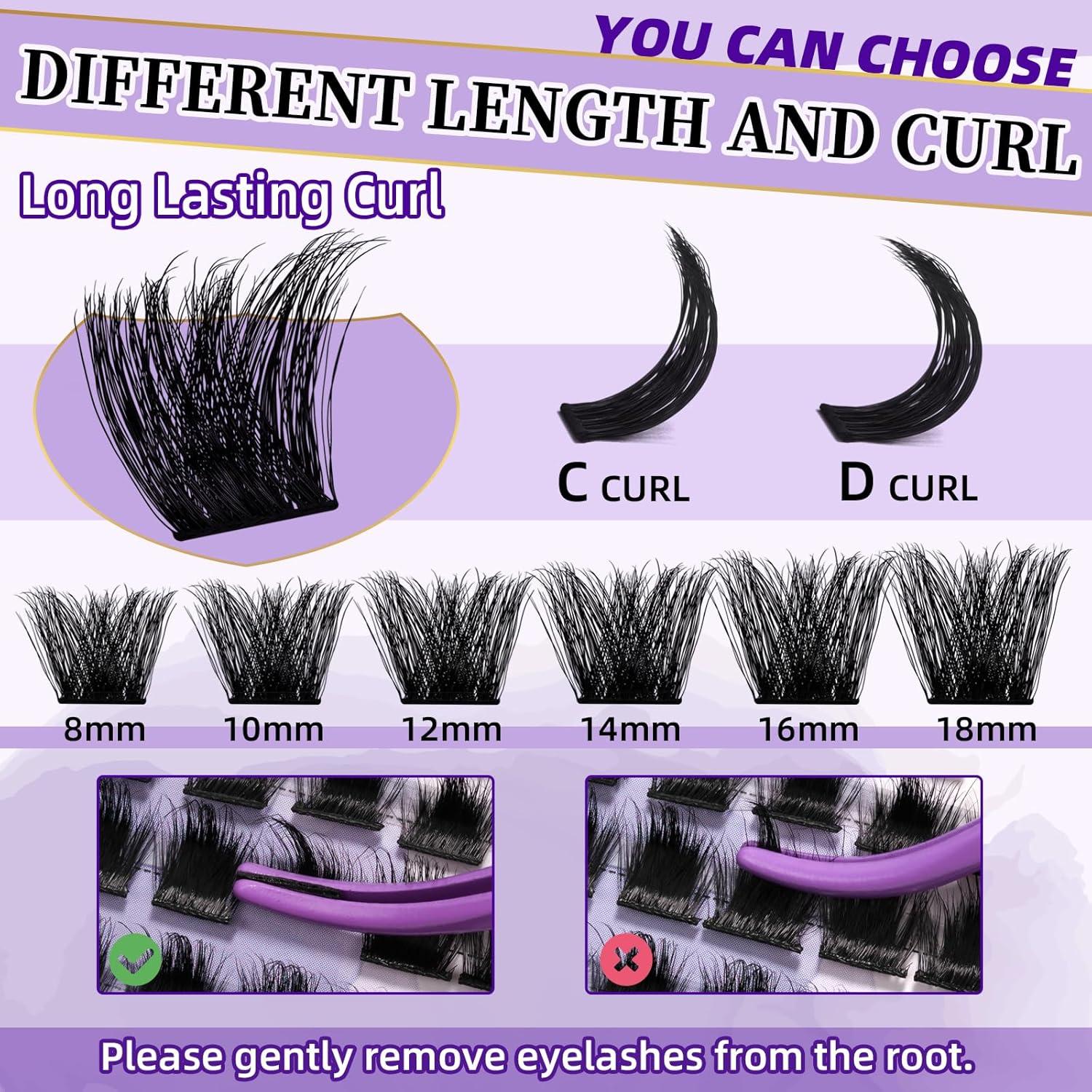 B&Qaugen Lash Clusters Individual Lashes 84 Pcs Ultralight Eyelash Clusters DIY Cluster Eyelash Extensions at Home Wispy Lash Extension Light as Feather Cluster Lashes(F05-D-8-18MIX)