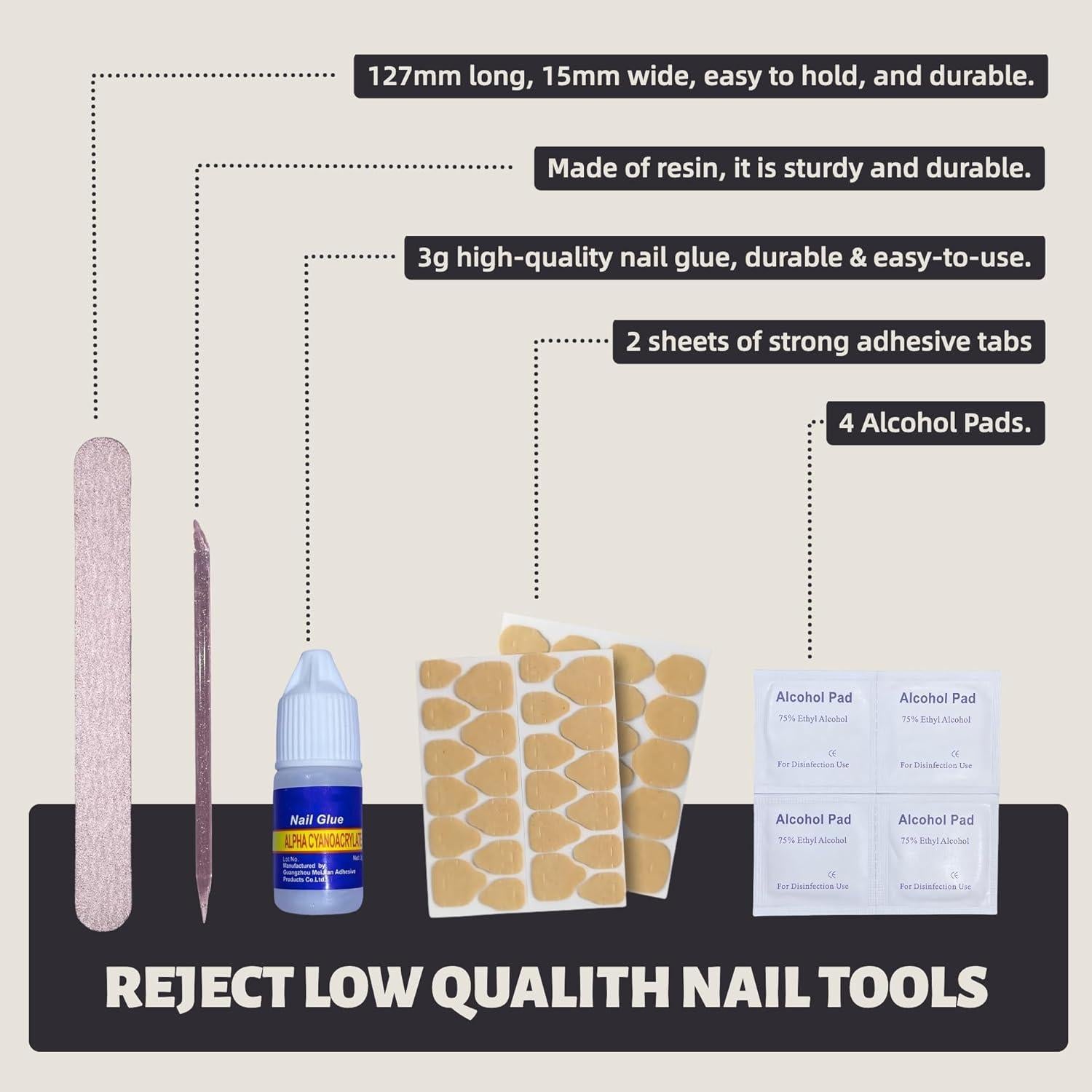 Uñas Postizas Cortas Squoval VESWEET Ojo de Gato Negro 28 Piezas