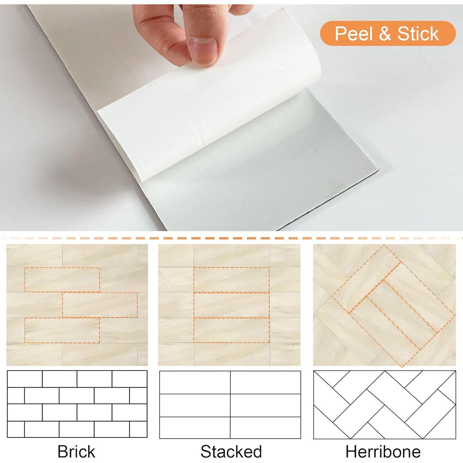 Azulejos Autoadhesivos VAOVI Beige 16 Piezas 3D 100x300mm