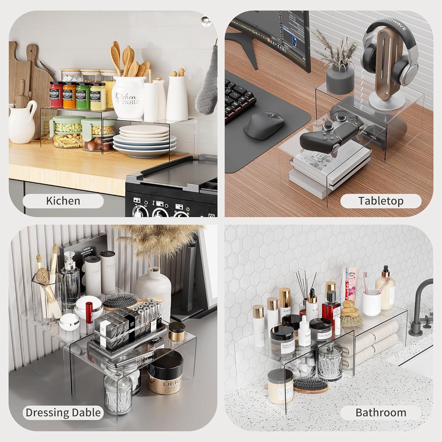 Juego de 2 Elevadores de Gabinete Yakaly Acrílico Transparente