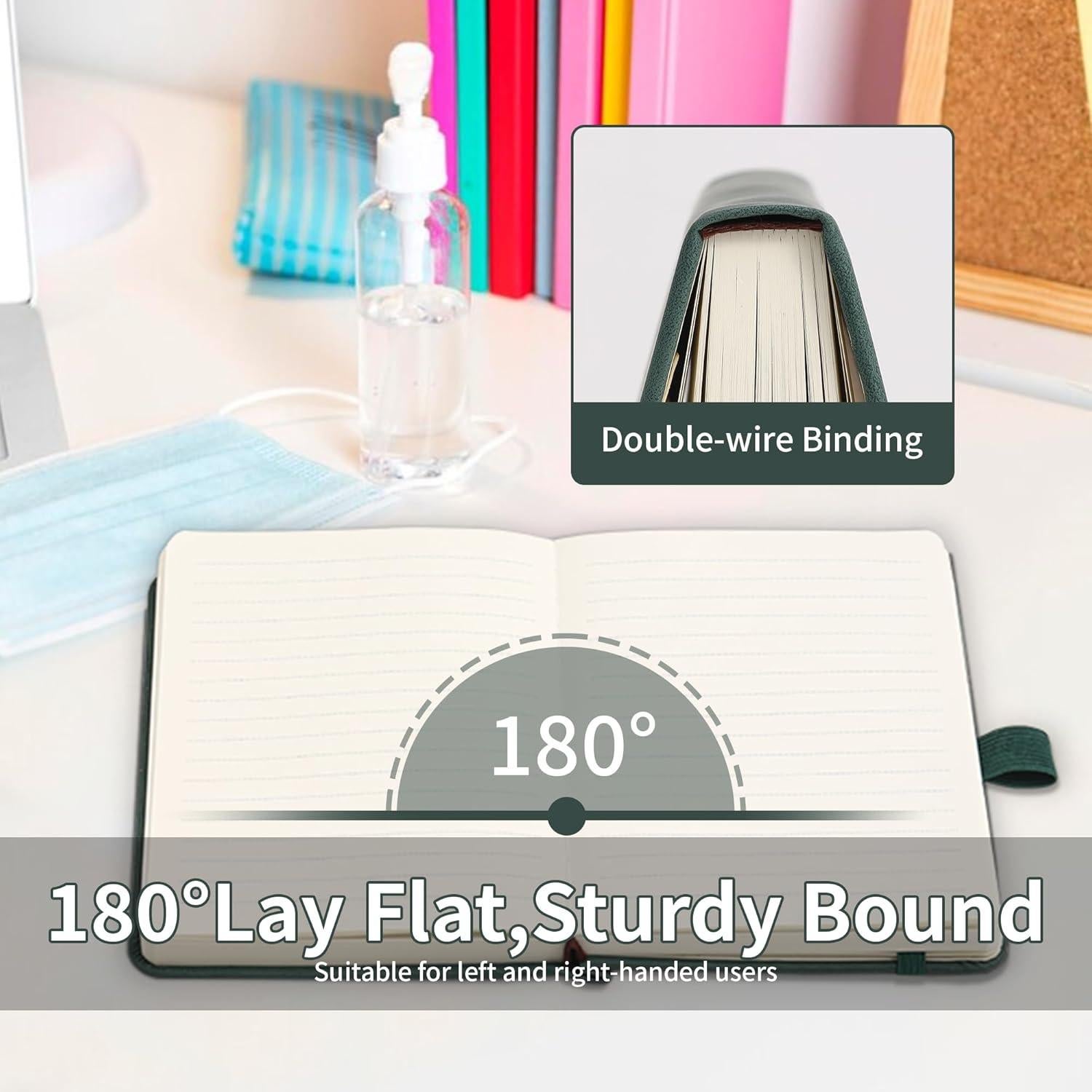 Inner Pocket Notebook Lined Journal 4X 6 Hardcover Leather 288 Page Finger Aesthetic Bound Record College Ruled Reading Diary Notepad For Women Men Travel Work School Office Writing -Black