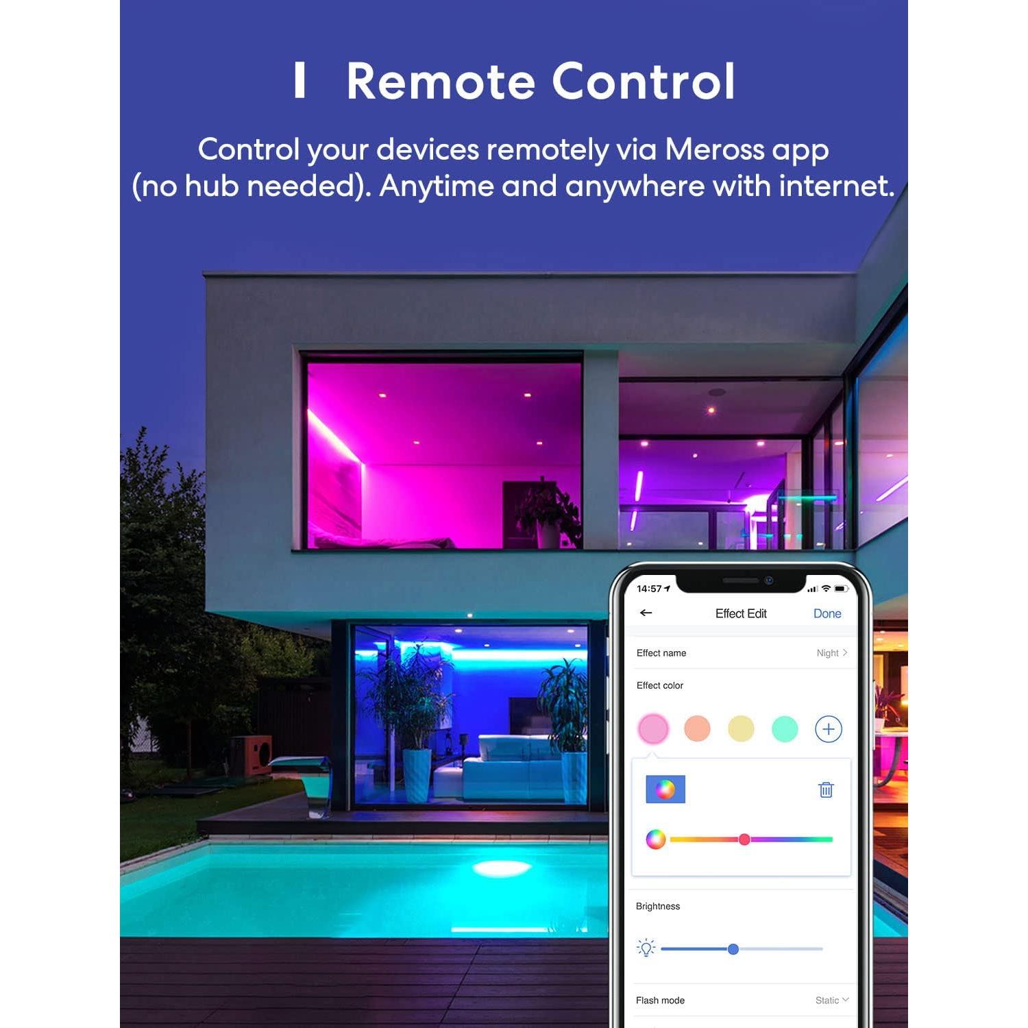 Tira LED inteligente Meross 10m RGB WiFi control voz