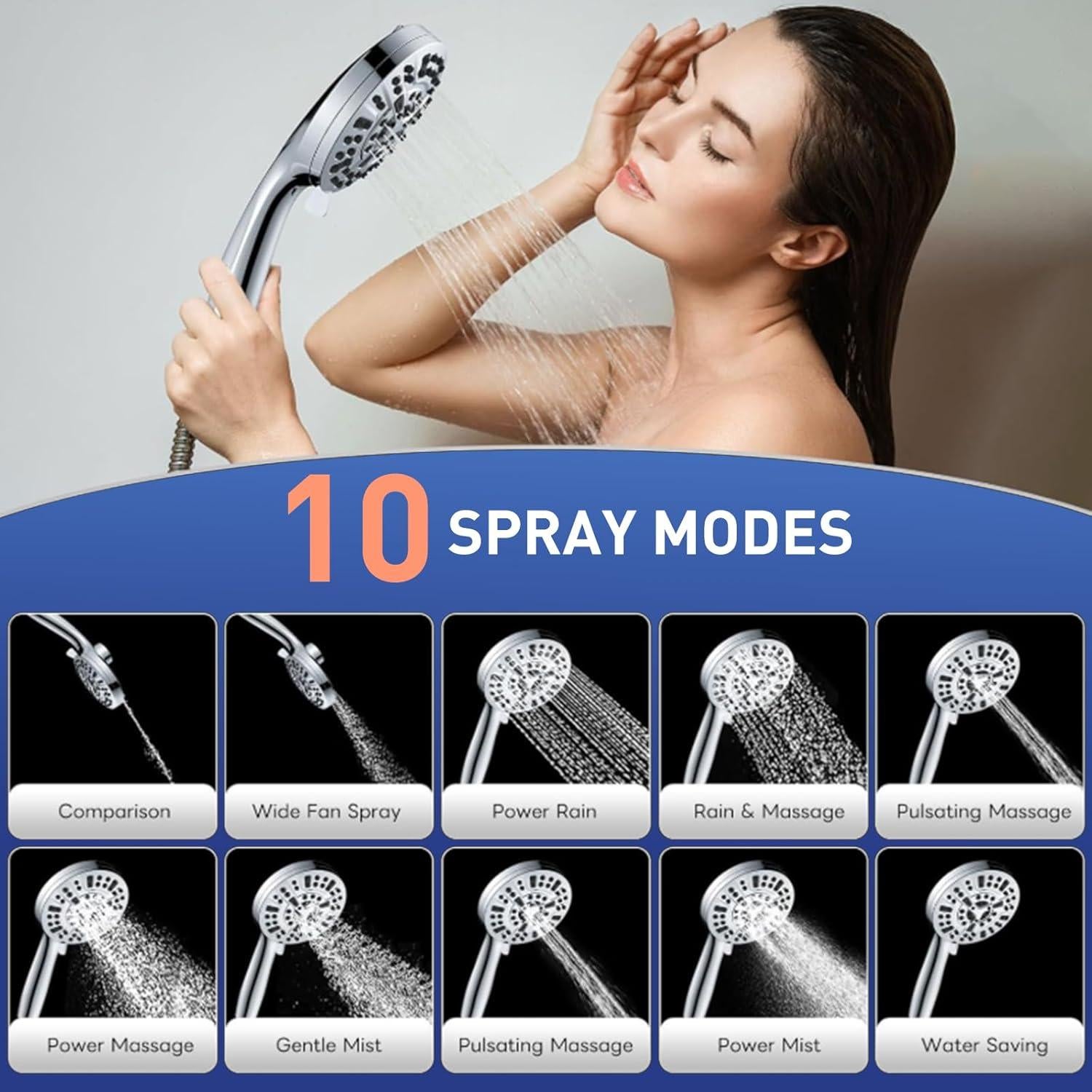 Cabezal de Ducha Filtrada Besititli 10 Modos Alta Presión Cromo