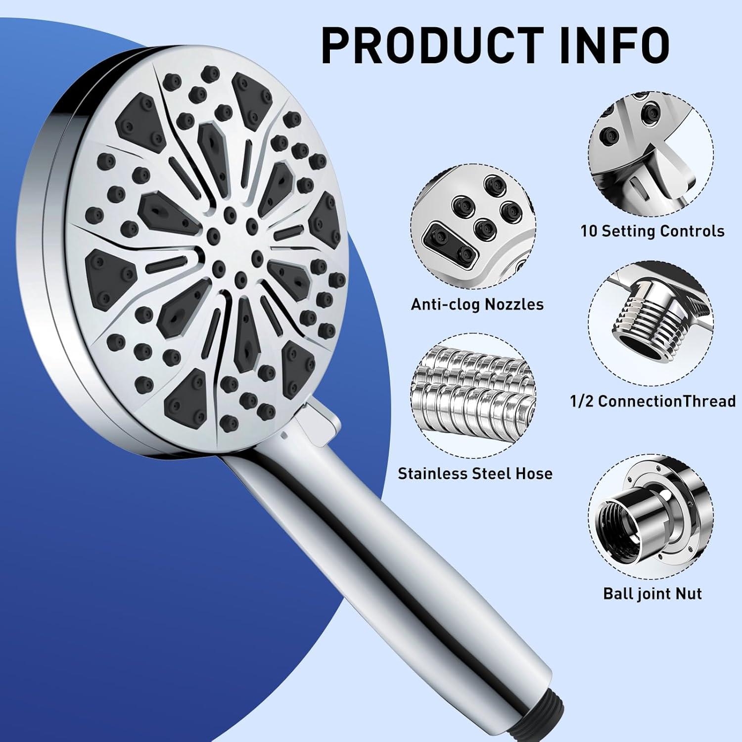 Cabezal de Ducha Filtrada Besititli 10 Modos Alta Presión Cromo
